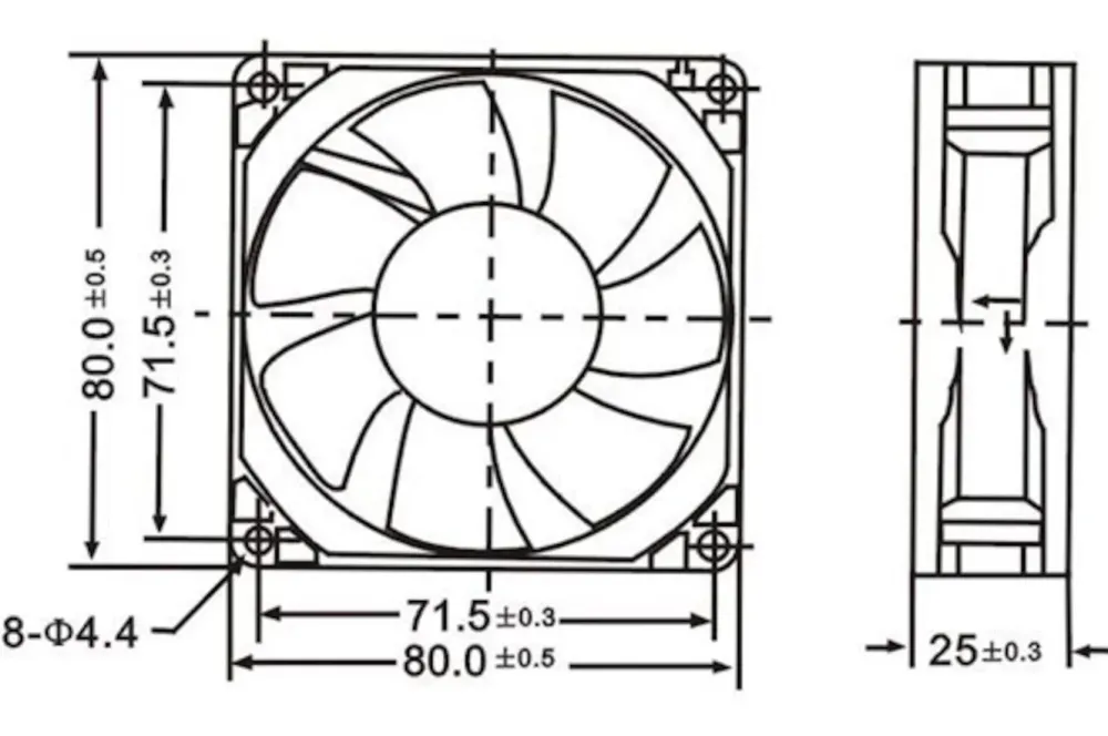 Kjell Elektronikk|Aksialvifter 12 V 80x80x25 mm