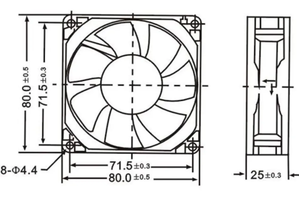 Kjell Elektronikk|Aksialvifter 12 V 80x80x25 mm