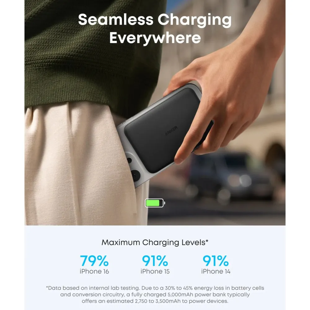 Anker Powerbank|Mobiltelefonladere|MagGo Powerbank Slim 5k