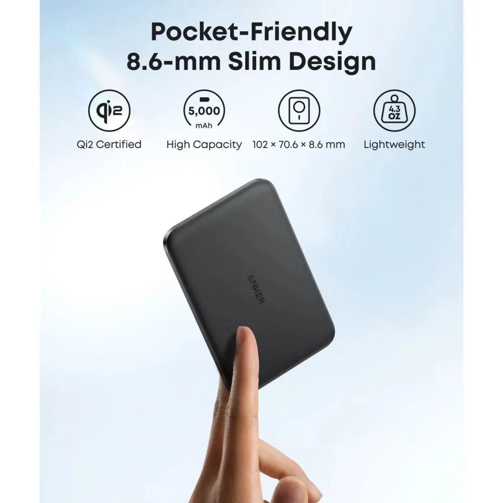 Anker Powerbank|Mobiltelefonladere|MagGo Powerbank Slim 5k