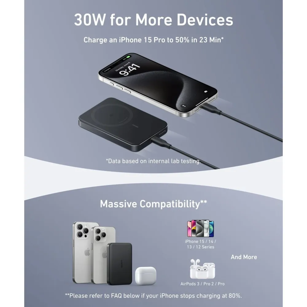 Anker Mobiltelefonladere|MagGo Powerbank Slim 10000mah