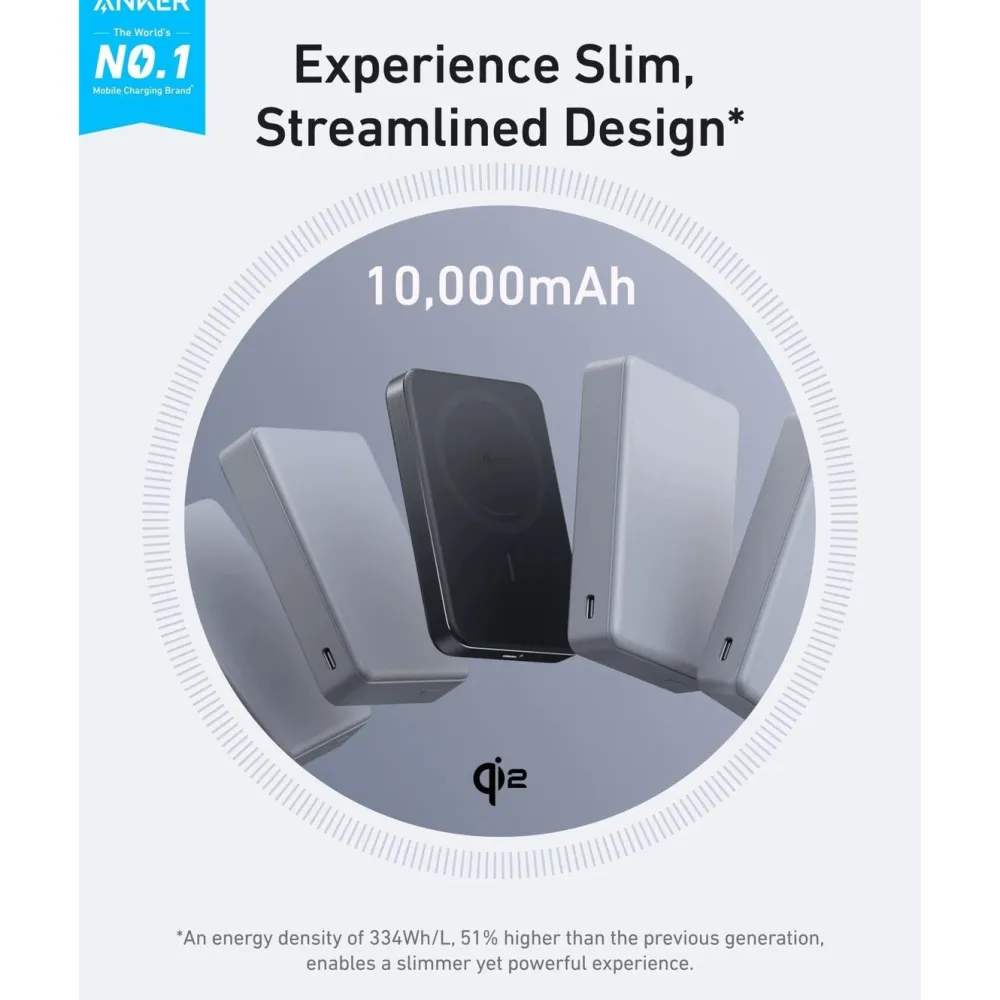 Anker Mobiltelefonladere|MagGo Powerbank Slim 10000mah