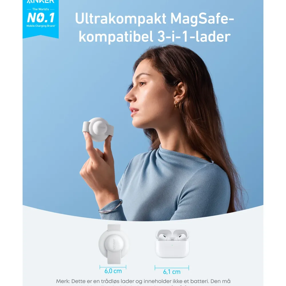 Anker Mobiltelefonladere|MagGo Wireless Charging 3-in-1