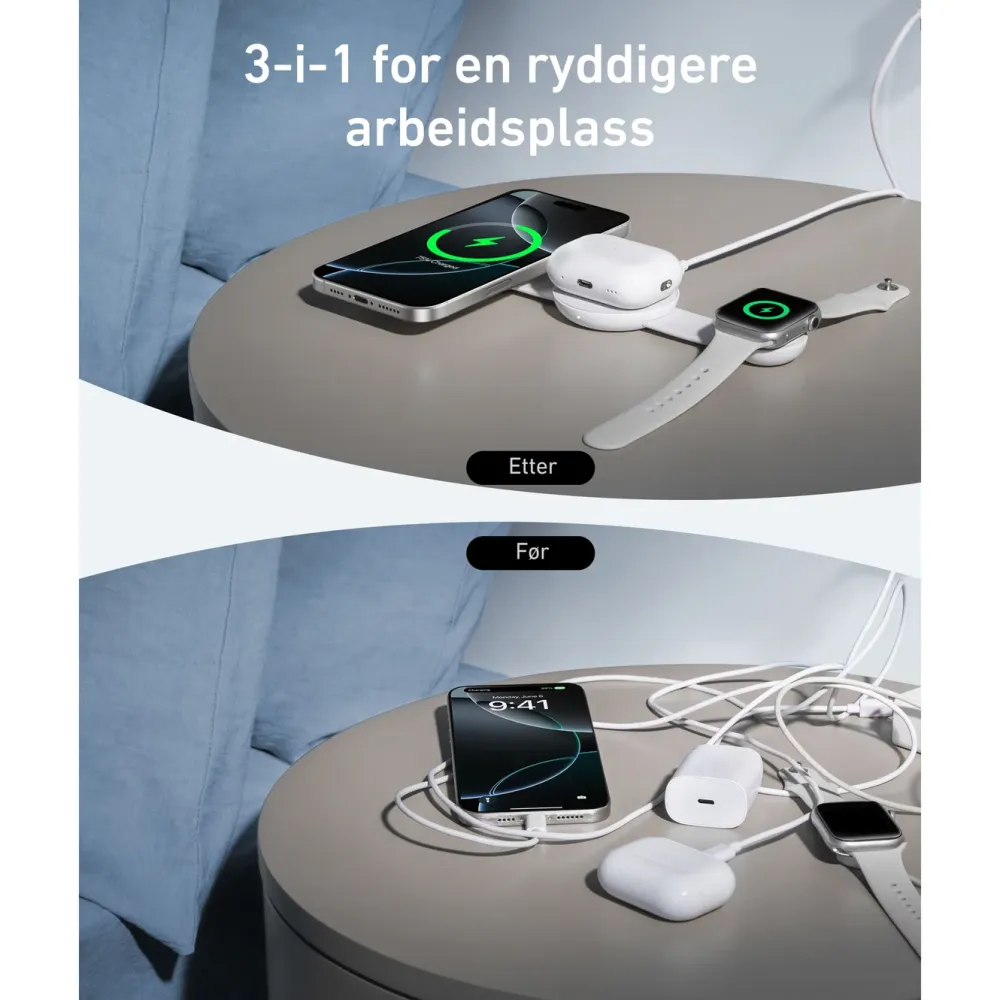 Anker Mobiltelefonladere|MagGo Wireless Charging 3-in-1