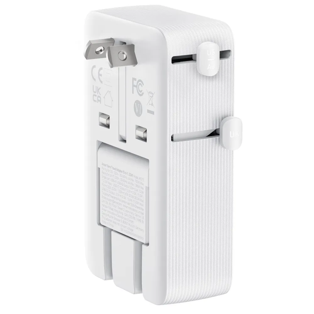 Anker Reiseeffekter|Overfallsalarm|Nano Travel Adapter 5-i-1-reiseadapter (20 W) Hvit