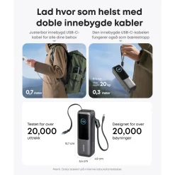Anker Powerbank|Powerbank 165 W 25000 mAh med kabler