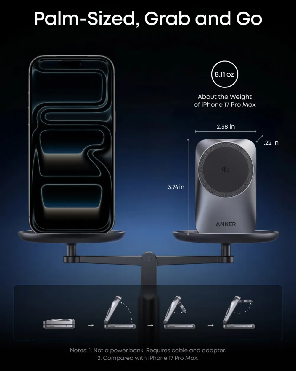 Anker Kalkulator|Makuleringsmaskiner|Prime Foldable trådløs ladestasjon 3-i-1 MagGo