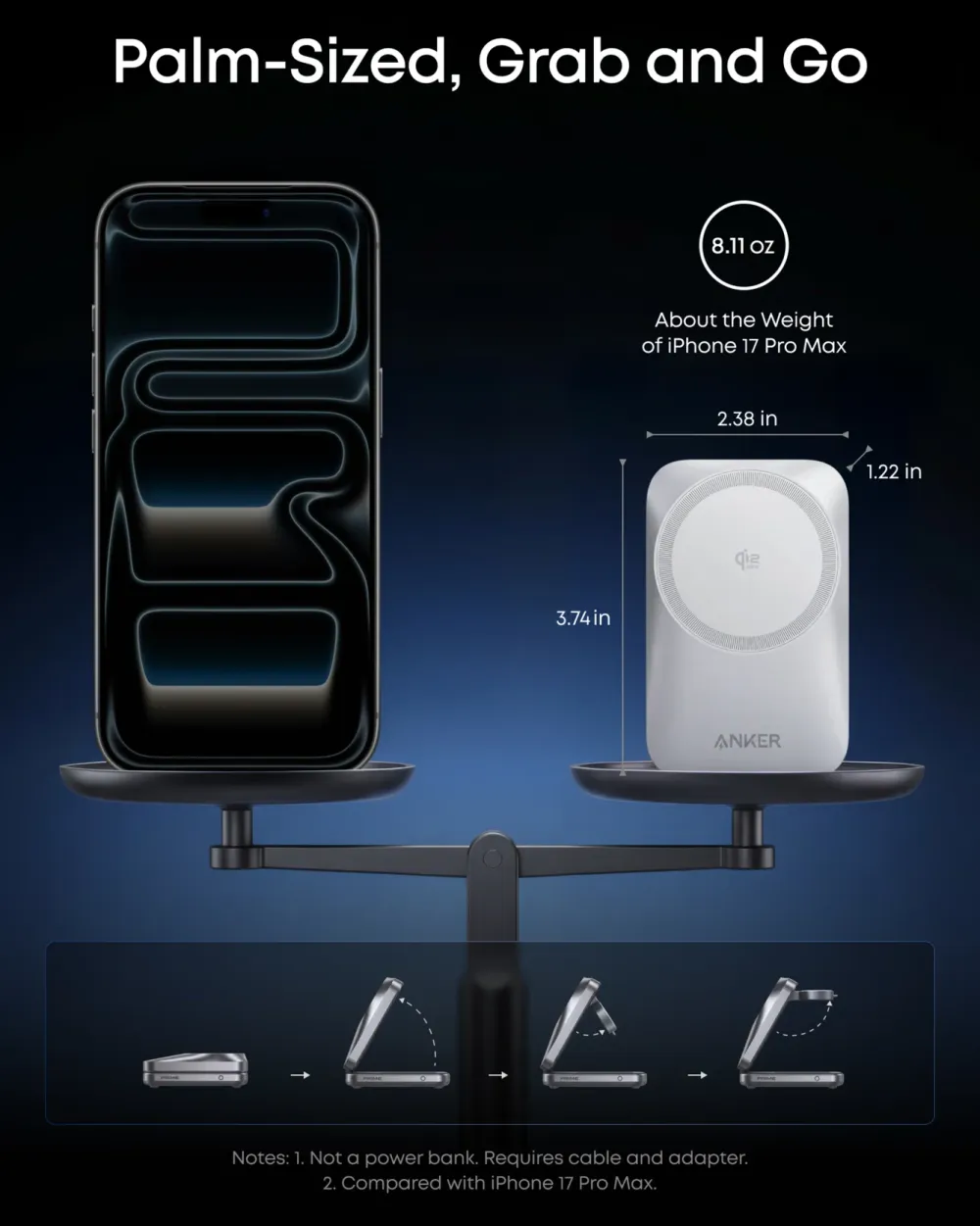 Anker Hjemmekontor|Mobiltelefonladere|Prime Foldable trådløs ladestasjon 3-i-1 MagGo