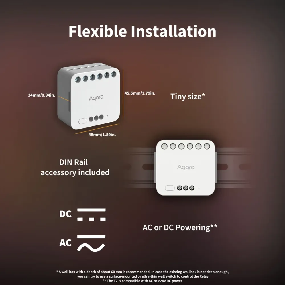 Aqara Fjernstrømbryter|Dual Relay Module T2 Zigbee-fjernstrømbryter