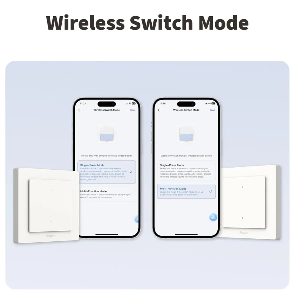 Aqara Fjernstrømbryter|Light Light Switch H2 EU – smart lysbryter med 1 kanal - Hvit