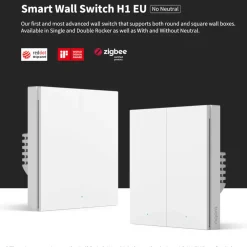 Aqara Fjernstrømbryter|Smart Wall Switch H1 Dobbel uten nøytralleder