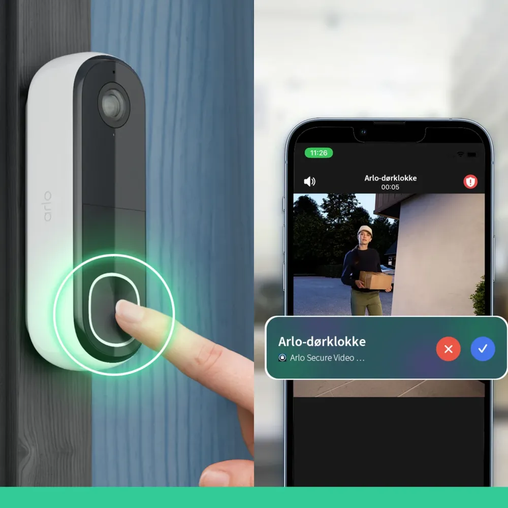 Arlo Smarte Alarmer|Smarte Sensorer|Essential doorbell 2 2K Trådløs dørklokke