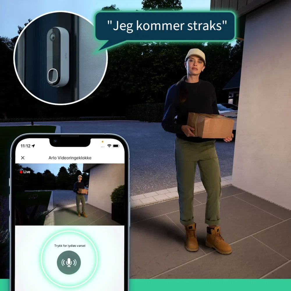 Arlo Smarte Alarmer|Smarte Sensorer|Essential doorbell 2 2K Trådløs dørklokke