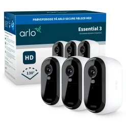 Arlo Kameraovervåking|Essential 3 HD – Trådløst overvåkingskamera 3-pk.