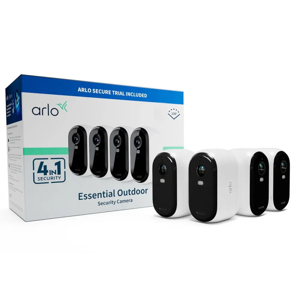 Arlo Kameraovervåking|Essential 2 HD – Trådløst overvåkingskamera 4-pk.