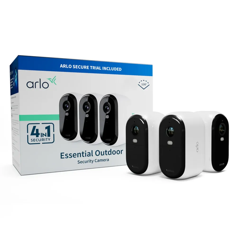 Arlo Kameraovervåking|Essential 2 HD – Trådløst overvåkingskamera 3-pk.