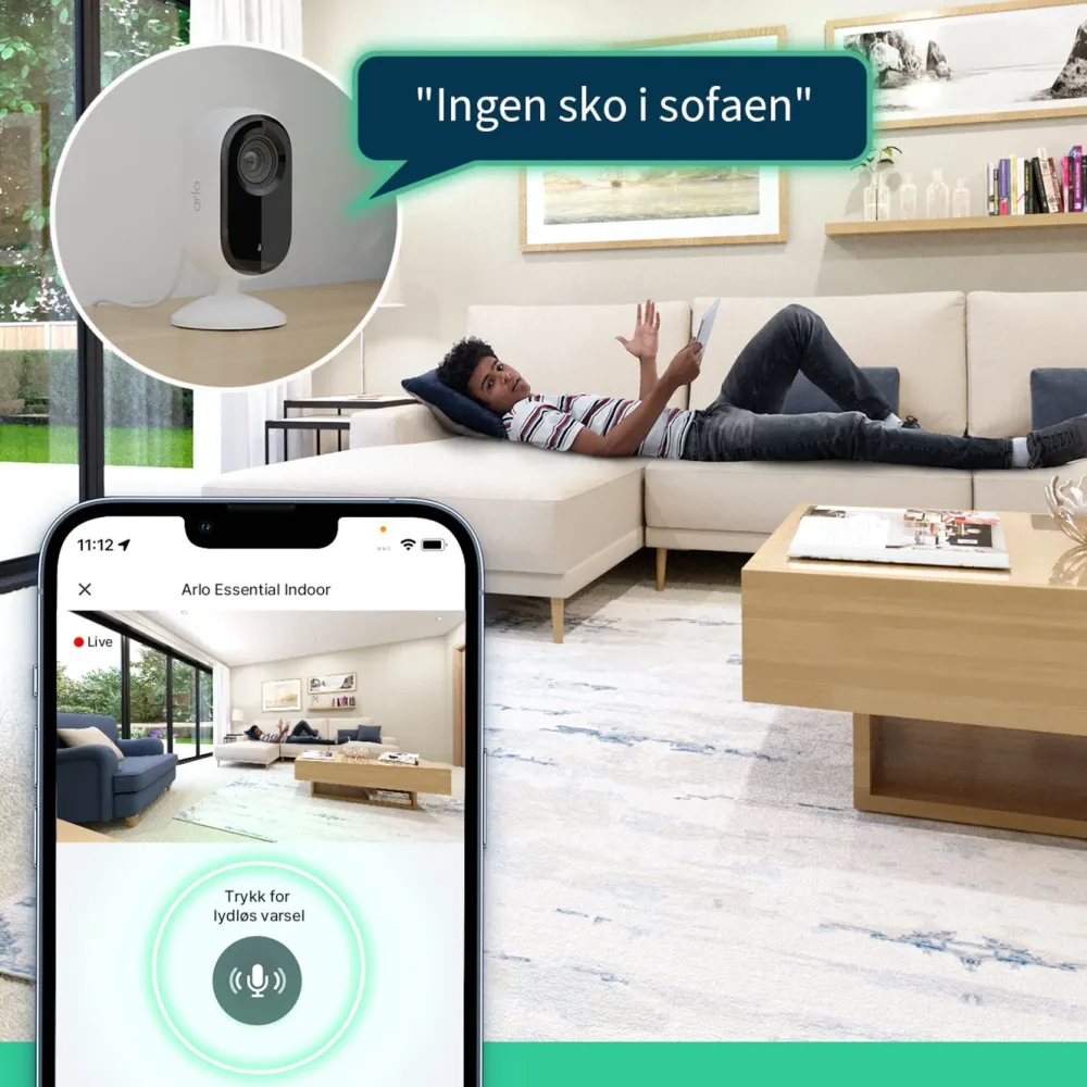 Arlo Kameraovervåking|Essential 2K Innendørskamera 2-pk.