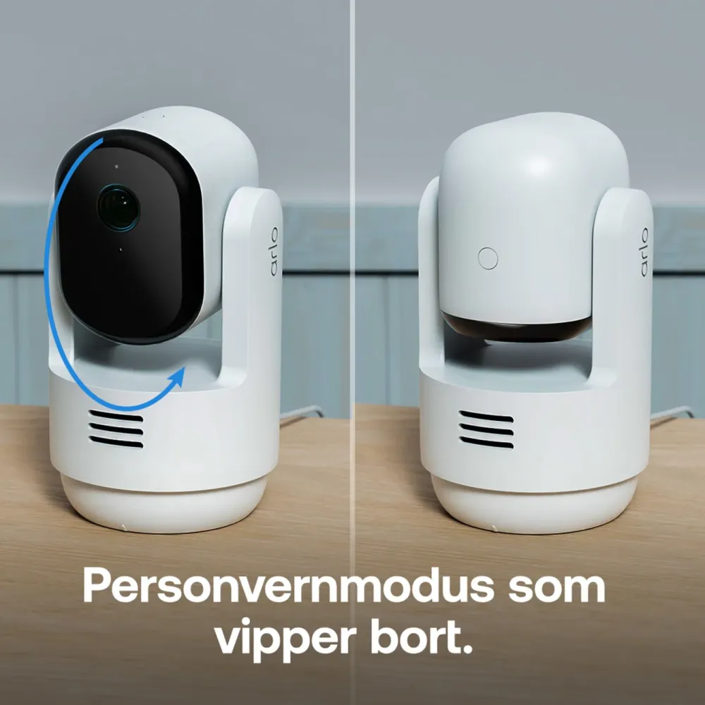 Arlo Kameraovervåking|Essential 3 2K PTZ – Overvåkingskamera innendørs 2-pk.