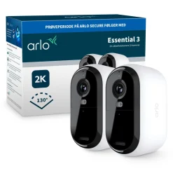 Arlo Alarmsystemer|Skimmingsbeskyttelse|Essential 3 2K – Trådløst overvåkingskamera 2-pk.