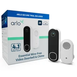 Arlo Smart Dørklokke|Smart Dørklokke|Essential 2K Trådløs videodørklokke med Chime 2
