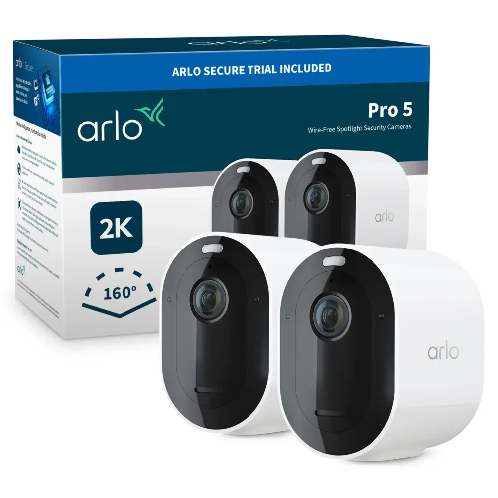 Arlo Kameraovervåking|Pro 5 Spotlight – Trådløst overvåkingskamera 2-pk.
