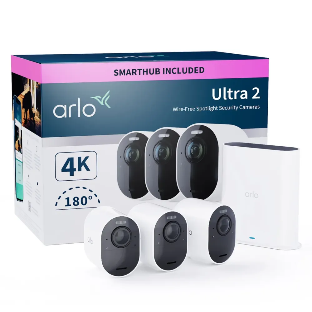 Arlo Kameraovervåking|Ultra 2 Spotlight – Trådløst overvåkingskamera 3-pk.