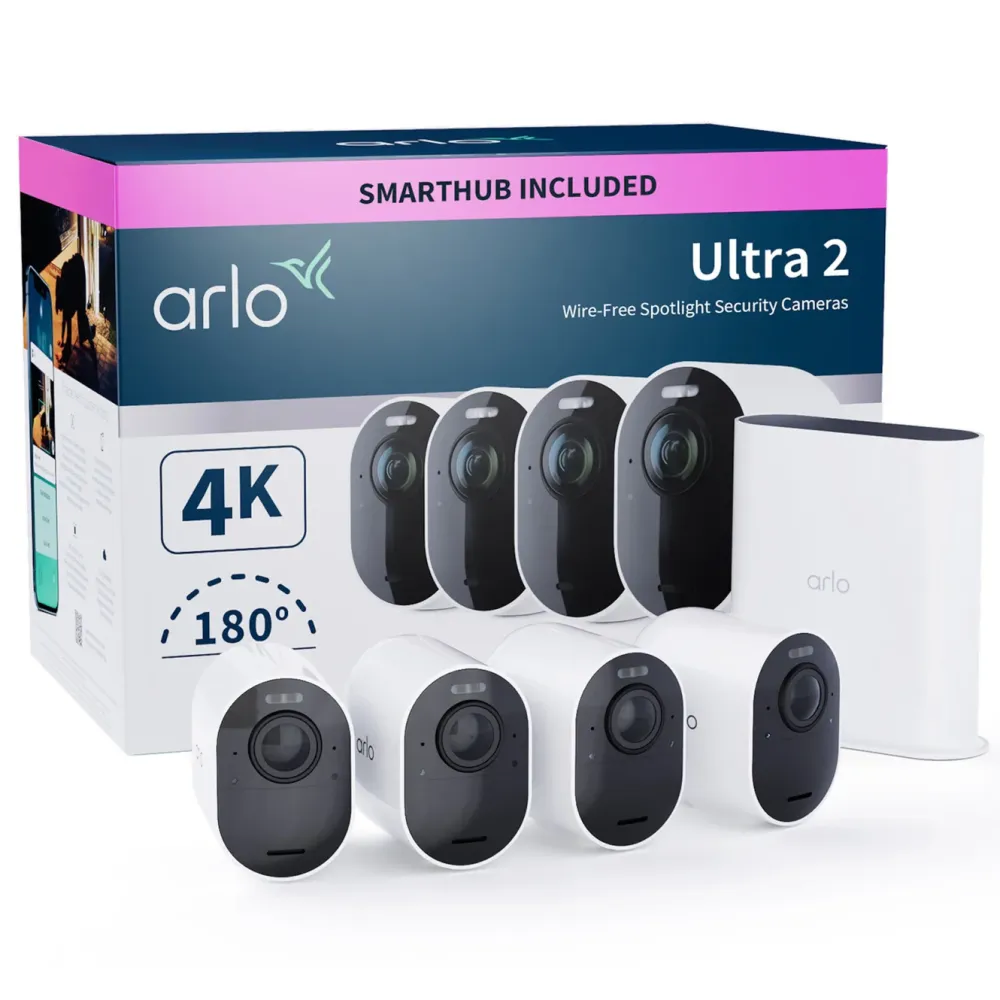 Arlo Kameraovervåking|Ultra 2 Spotlight – Trådløst overvåkingskamera 4-pk.