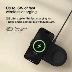 Belkin Iphone-Tilbehør|Hjemmekontor|BoostCharge Pro 2-i-1 med Qi2 15 W Svart