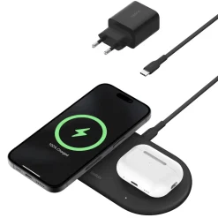 Belkin Iphone-Tilbehør|Hjemmekontor|BoostCharge Pro 2-i-1 med Qi2 15 W Svart