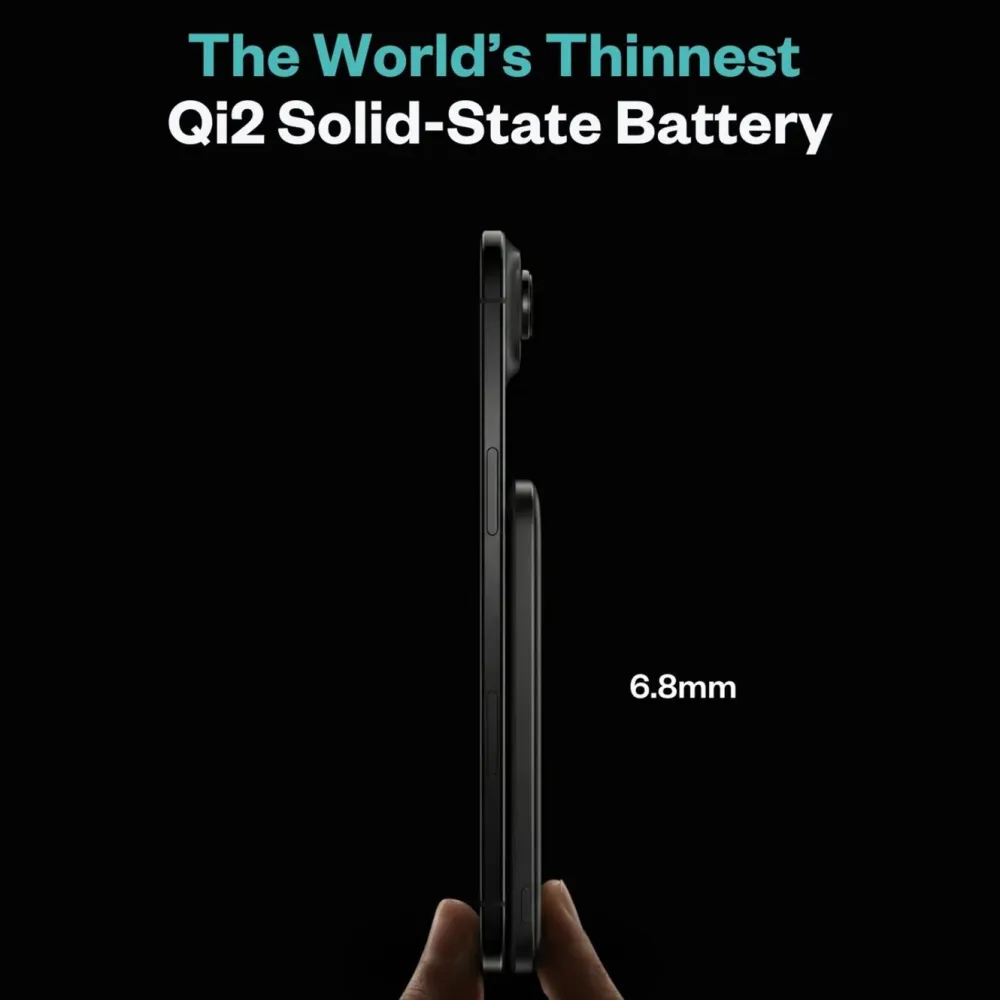 BMX Powerbank|Ultratynt magnetisk Qi2-powerbank 5000 mAh, semi-solid-state i titan