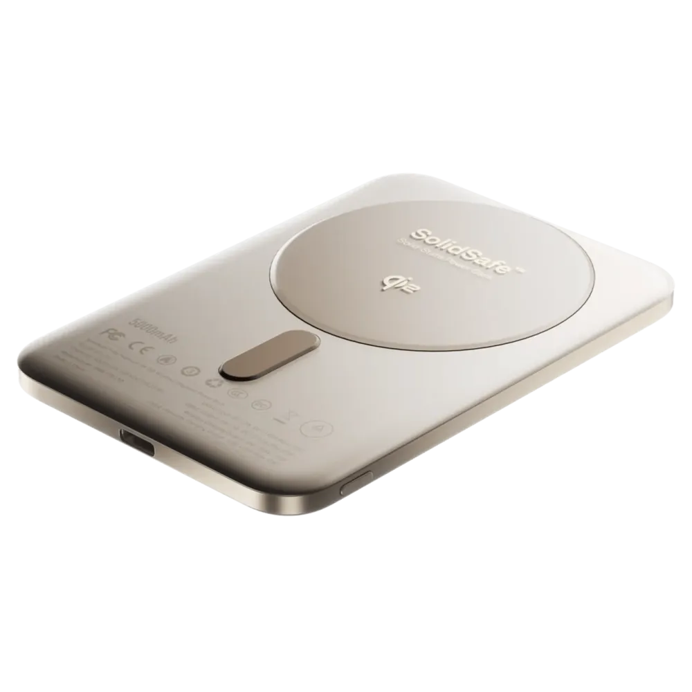 BMX Powerbank|Ultratynt magnetisk Qi2-powerbank 5000 mAh, semi-solid-state i titan