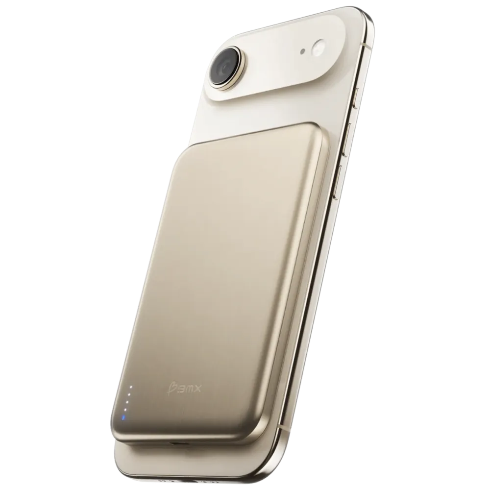 BMX Powerbank|Ultratynt magnetisk Qi2-powerbank 5000 mAh, semi-solid-state i titan