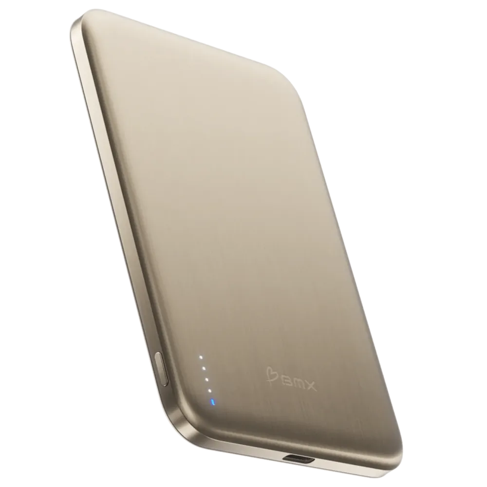 BMX Powerbank|Ultratynt magnetisk Qi2-powerbank 5000 mAh, semi-solid-state i titan
