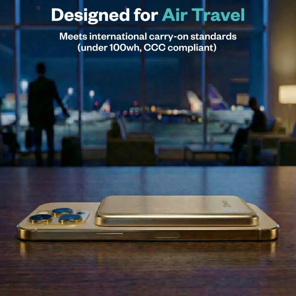 BMX Powerbank|Ultratynt magnetisk Qi2-powerbank 5000 mAh, semi-solid-state i titan