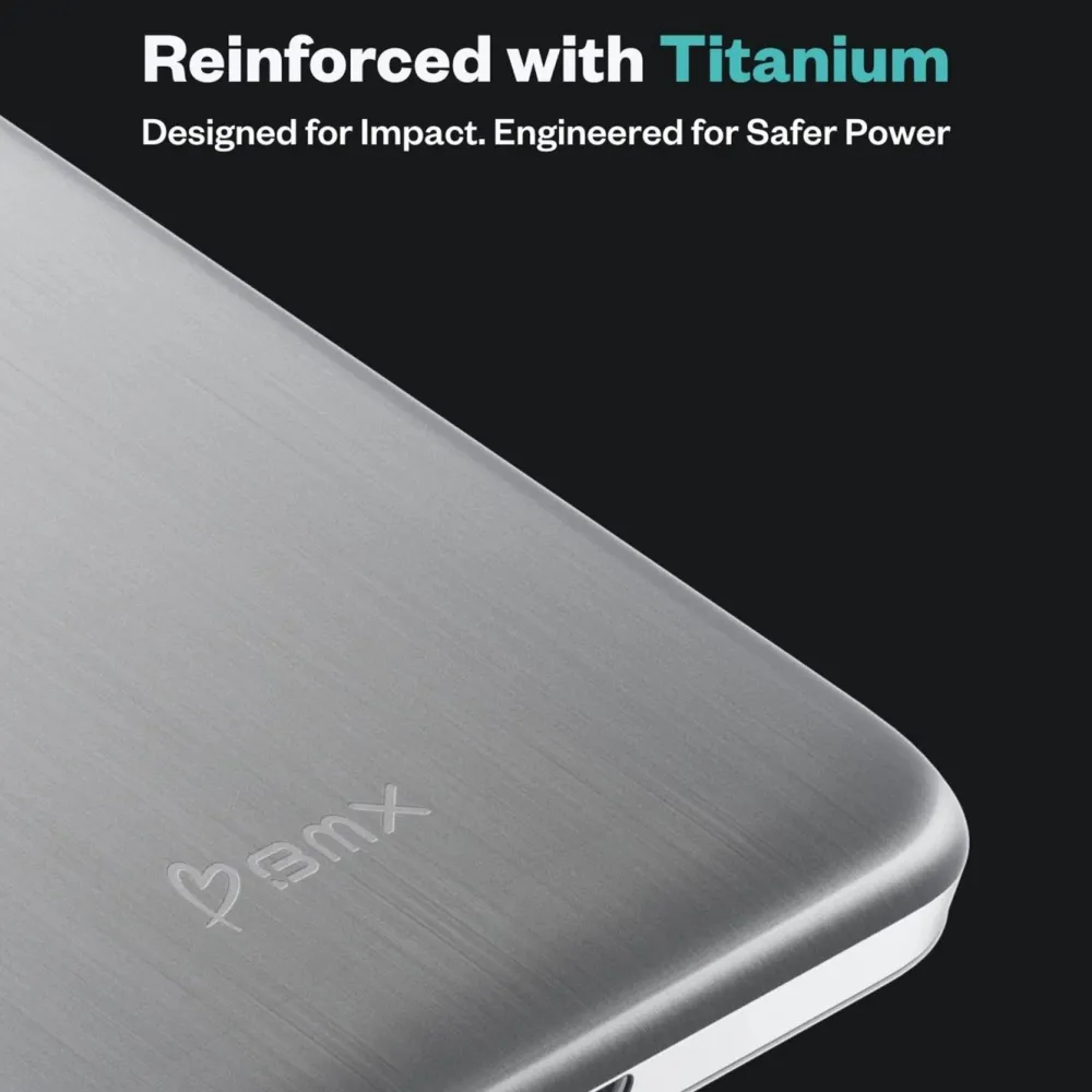 BMX Powerbank|Ultratynt magnetisk Qi2-powerbank 5000 mAh, semi-solid-state i titan