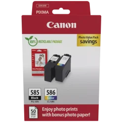 Canon Skrivere Og Tilbehør|PG-585/CL-586 – pakke med blekkpatroner og fotopapir