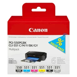 Canon Skrivere Og Tilbehør|PGI-550 och CLI-551 Blekkpatron 6-pk.