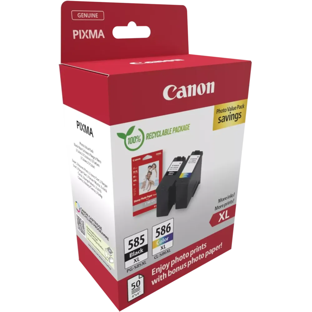 Canon Skrivere Og Tilbehør|PG-585XL/CL-586XL blekkpatroner med fotopapir