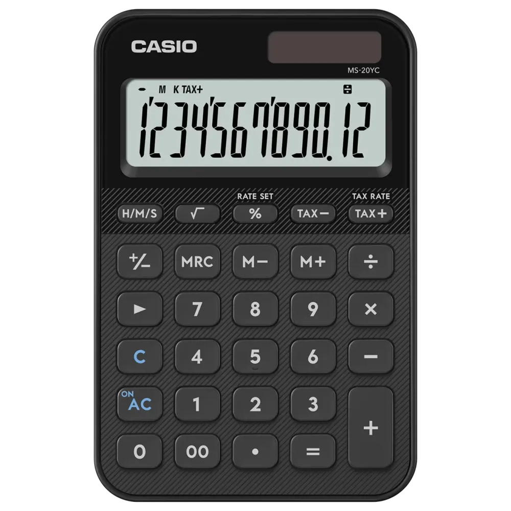 Casio Hjemmekontor|Kalkulator|MS-20YC bordskalkulator med 12 sifre Svart