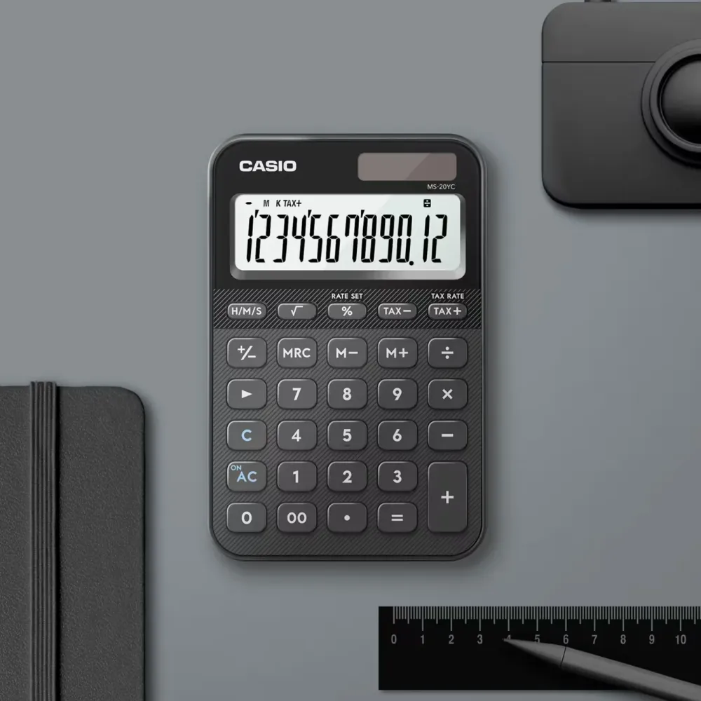 Casio Hjemmekontor|Kalkulator|MS-20YC bordskalkulator med 12 sifre Svart