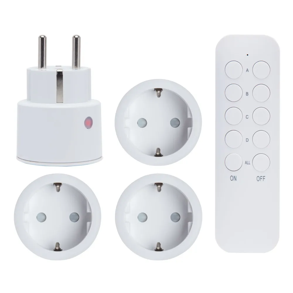 Cleverio Fjernstrømbryter|Smarte Alarmer|Mini-fjernstrømbryter med fjernkontroll 4-pk