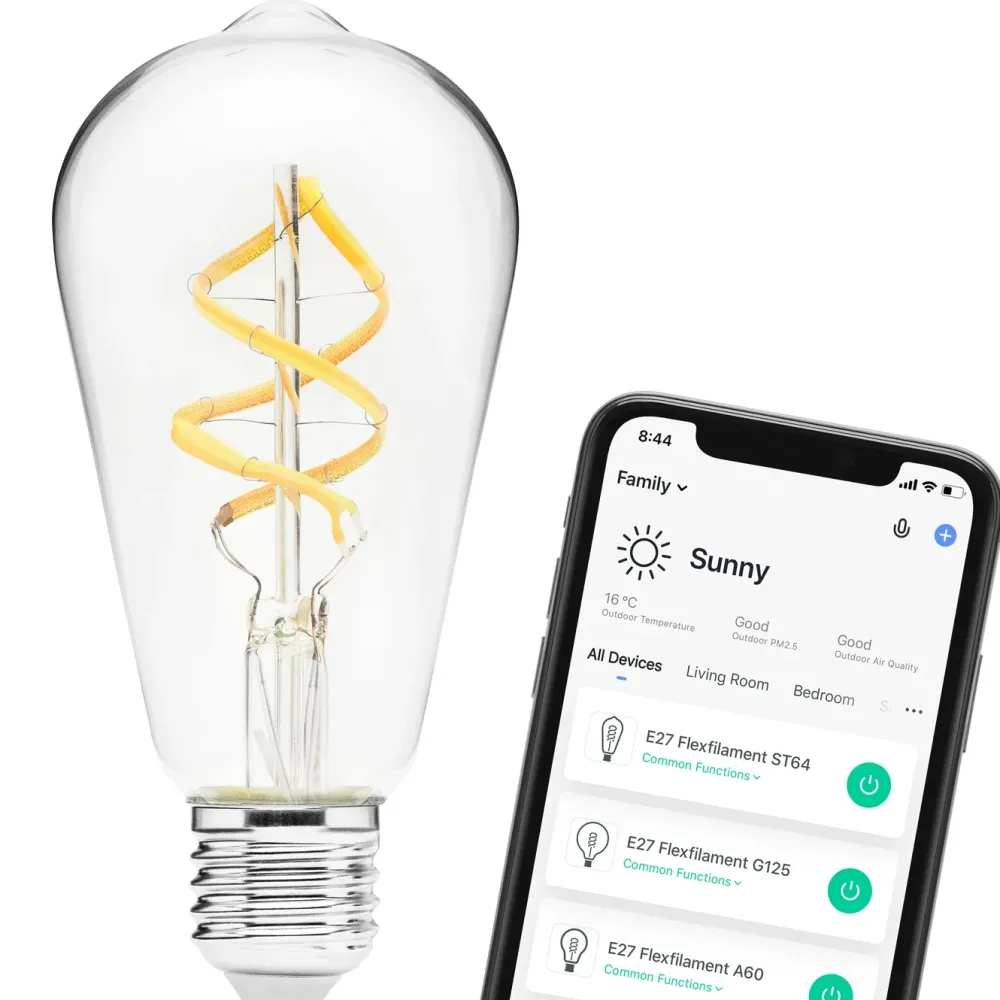 Cleverio Smart Belysning|Smart Belysning|Smart E27 ST64 Filament LED-pære 380 lm