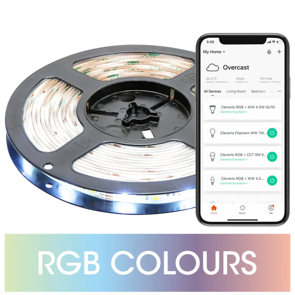 Cleverio Smart Belysning|Lyslenker|Smart LED-list med Wifi 5 m