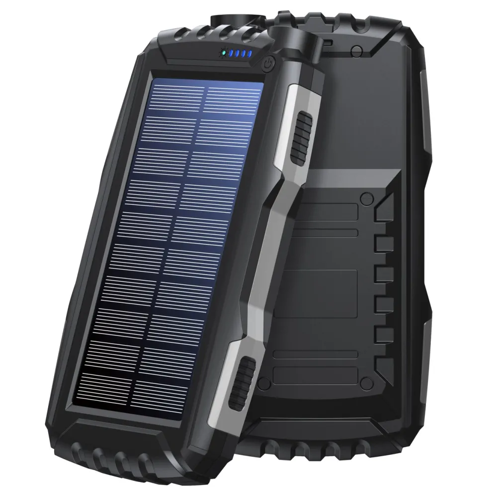 Denver Powerbank|Mobiltelefonladere|Powerbank med solcelle og lommelykt 20 000 mAh
