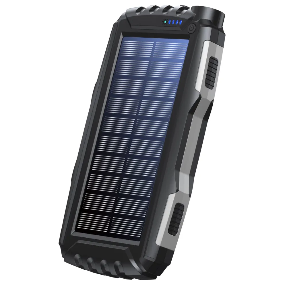 Denver Powerbank|Mobiltelefonladere|Powerbank med solcelle og lommelykt 20 000 mAh