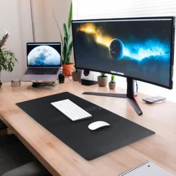 Desire2 Gaming Mus|Datamus|Skrivebordsmatte i vegansk skinn 900×400 mm Grå, 90×45 cm
