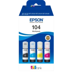 Epson Skrivere Og Tilbehør|104 EcoTank blekkflasker 4-pakk 4-pk.