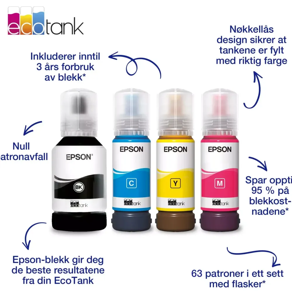 Epson Skrivere Og Tilbehør|102 EcoTank påfyllingsblekk 337 ml - multipakke