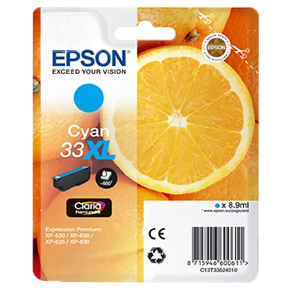 Epson Skrivere Og Tilbehør|T3362 blekkpatron, cyan XL