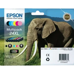 Epson Skrivere Og Tilbehør|T2438 Blekkpatroner XL, 6-pakning